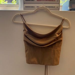 Isalis Brown Crop Top - tie back